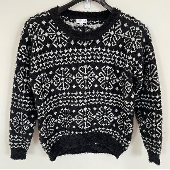 Joseph A. Soft Eyelash Knit Snowflake Black & White Comfy Sweater large - Picture 10 of 12